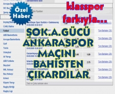 Şok... A.Gücü-Ankaraspor maçını bahis kuponlarından çıkardılar...