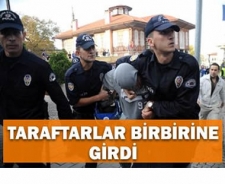 Taraftarlar birbirine girdi