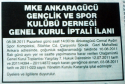 İşte Ankaragücü'nde kongre iptal ilanı