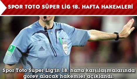 Spor Toto Süper Lig 18. hafta hakemleri
