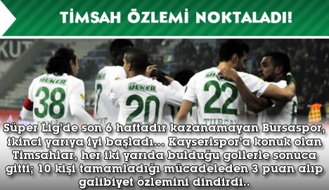 Bursaspor galibiyet özlemini Kayseri'de noktaladı...