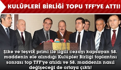 Kulüpleri Birliği topu TFF'ye attı!