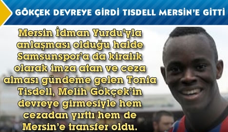 Melih Gökçek devreye girdi Tisdell ceza almadan Mersin'e gitti...