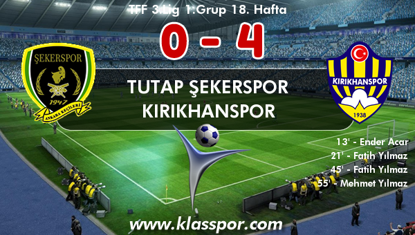 Tutap Şekerspor 0 - Kırıkhanspor 4