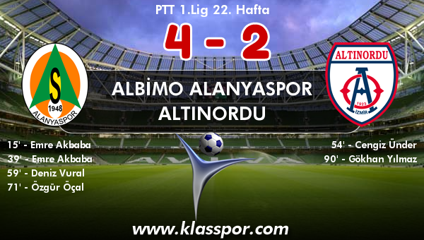 Albimo Alanyaspor 4 - Altınordu 2