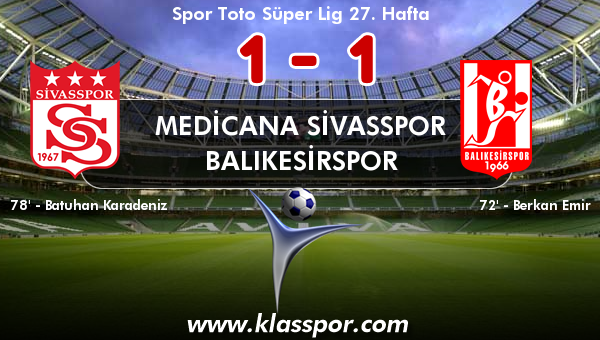 Medicana Sivasspor 1 - Balıkesirspor 1