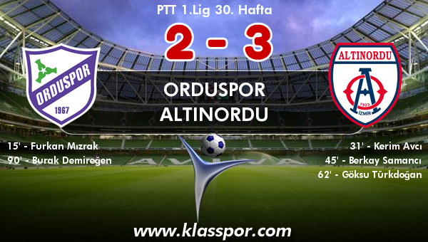 Orduspor 2 - Altınordu 3