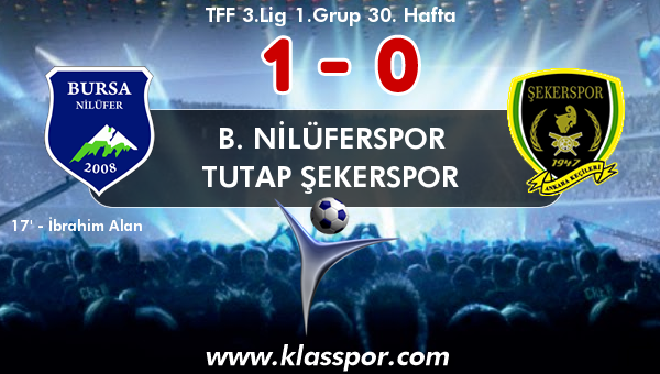 B. Nilüferspor 1 - Tutap Şekerspor 0