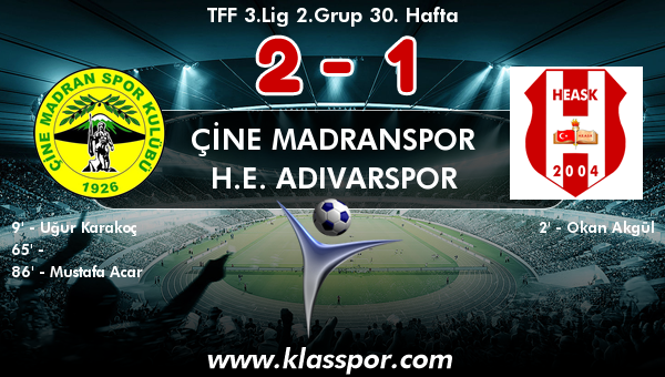 Çine Madranspor 2 - H.E. Adıvarspor 1