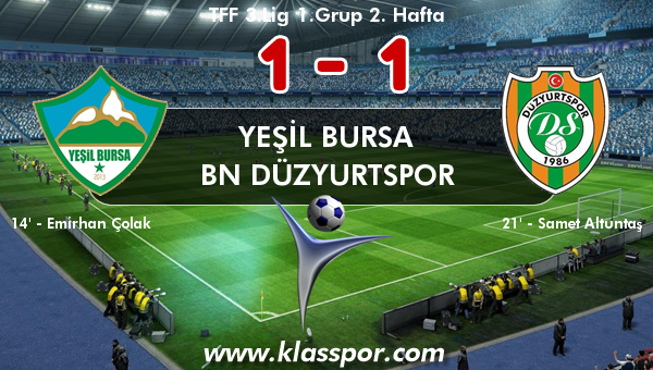 Yeşil Bursa 1 - BN Düzyurtspor 1