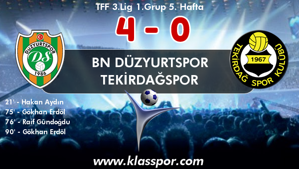 BN Düzyurtspor 4 - Tekirdağspor 0