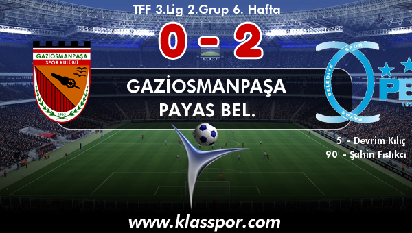 Gaziosmanpaşa 0 - Payas Bel. 2