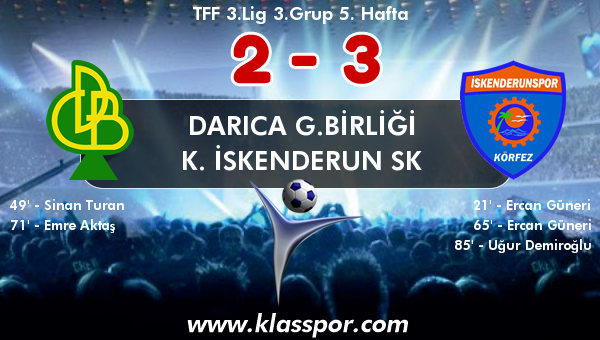 Darıca G.Birliği 2 - K. İskenderun SK 3