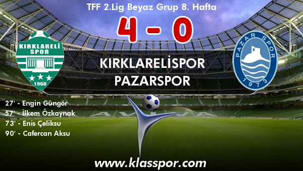 Kırklarelispor 4 - Pazarspor 0