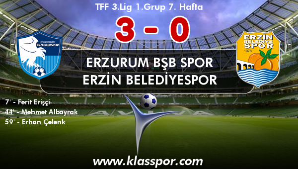 Erzurum Bşb Spor 3 - Erzin Belediyespor 0