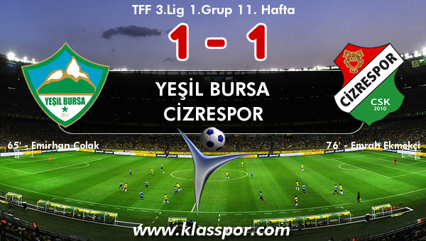 Yeşil Bursa 1 - Cizrespor 1