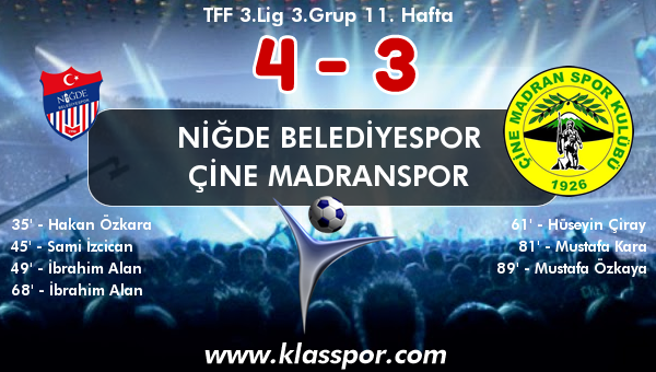 Niğde Belediyespor 4 - Çine Madranspor 3