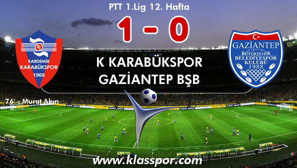 K Karabükspor 1 - Gaziantep BŞB 0