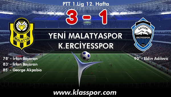 Yeni Malatyaspor 3 - K.Erciyesspor 1