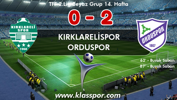 Kırklarelispor 0 - Orduspor 2