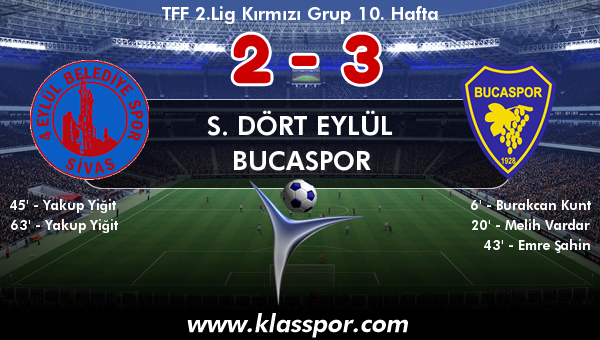 S. Dört Eylül 2 - Bucaspor 3