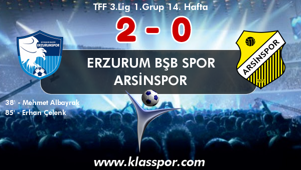 Erzurum Bşb Spor 2 - Arsinspor 0