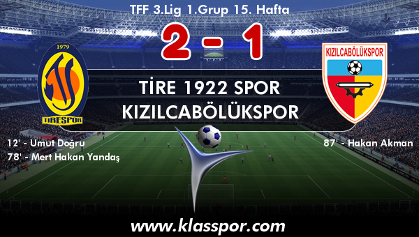 Tire 1922 Spor 2 - Kızılcabölükspor 1