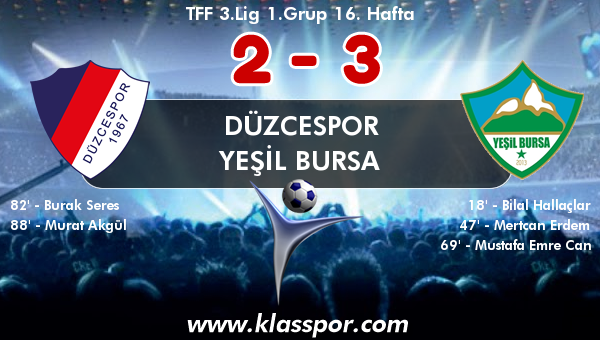 Düzcespor 2 - Yeşil Bursa 3