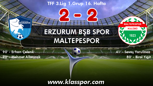 Erzurum Bşb Spor 2 - Maltepespor 2