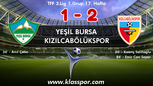 Yeşil Bursa 1 - Kızılcabölükspor 2