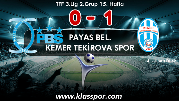 Payas Bel. 0 - Kemer Tekirova Spor 1