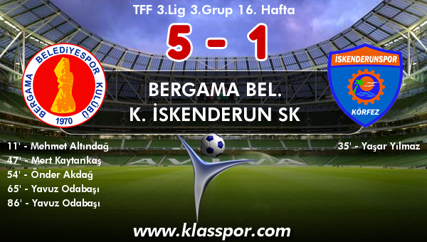 Bergama Bel. 5 - K. İskenderun SK 1