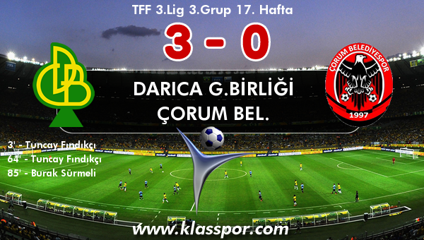 Darıca G.Birliği 3 - Çorum Bel. 0