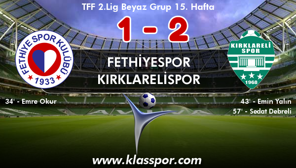 Fethiyespor 1 - Kırklarelispor 2