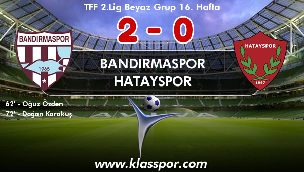 Bandırmaspor 2 - Hatayspor 0
