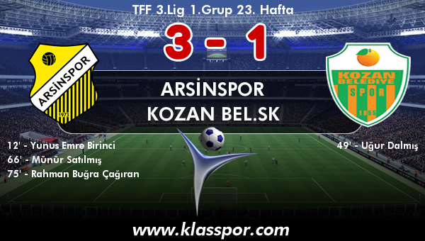 Arsinspor 3 - Kozan Bel.SK 1