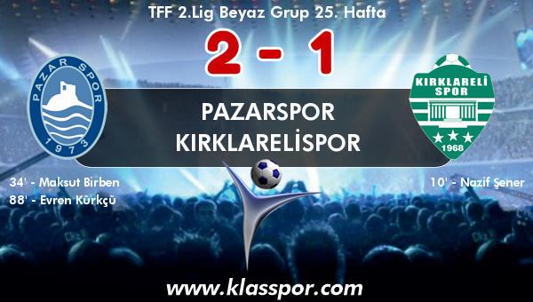 Pazarspor 2 - Kırklarelispor 1