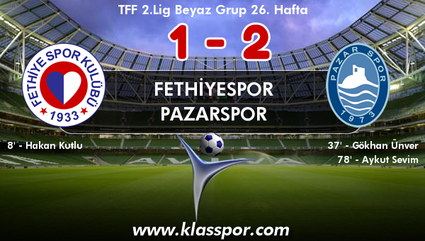 Fethiyespor 1 - Pazarspor 2