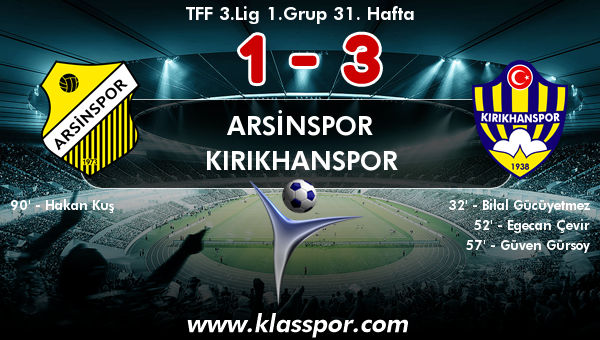 Arsinspor 1 - Kırıkhanspor 3