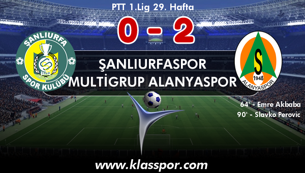 Şanlıurfaspor 0 - Multigrup Alanyaspor 2