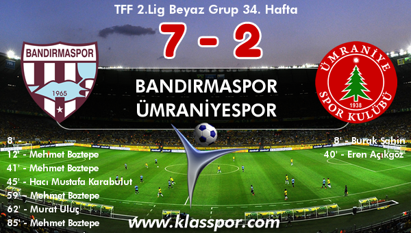 Bandırmaspor 7 - Ümraniyespor 2