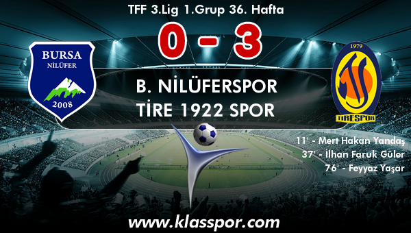 B. Nilüferspor 0 - Tire 1922 Spor 3