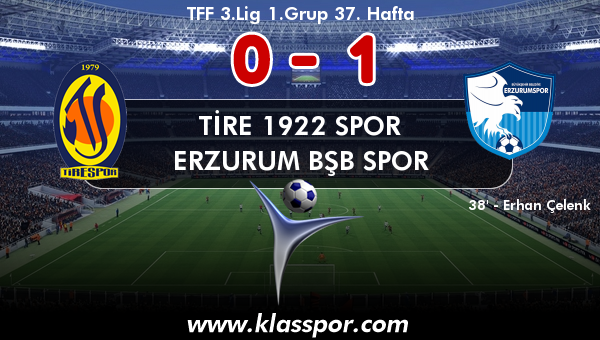 Tire 1922 Spor 0 - Erzurum Bşb Spor 1