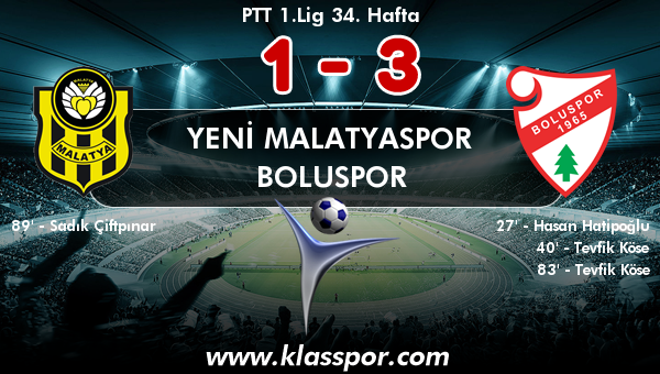 Yeni Malatyaspor 1 - Boluspor 3