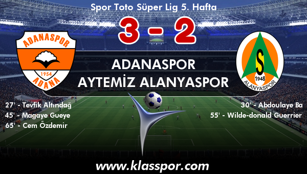 Adanaspor 3 - Aytemiz Alanyaspor 2