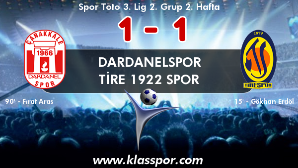 Dardanelspor 1 - Tire 1922 Spor 1