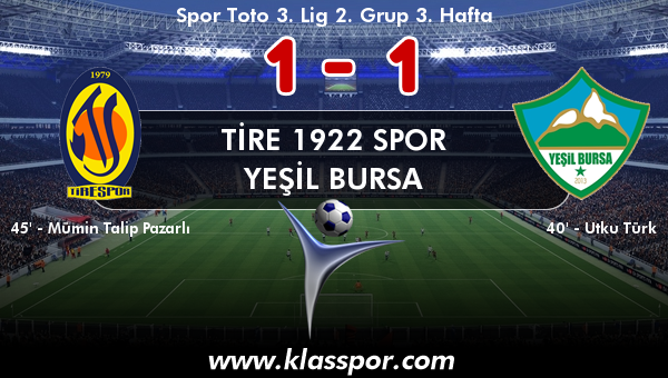 Tire 1922 Spor 1 - Yeşil Bursa 1