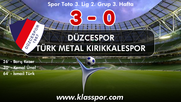Düzcespor 3 - Türk Metal Kırıkkalespor 0