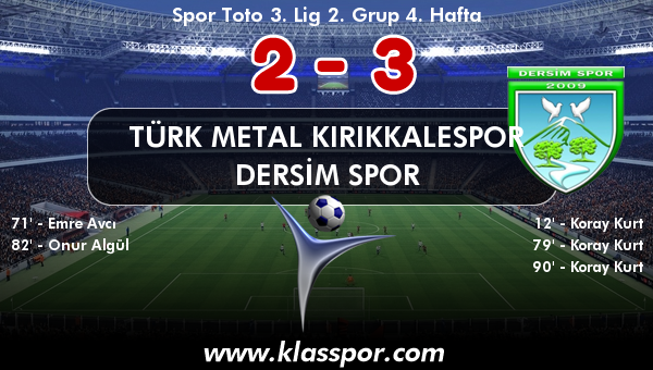 Türk Metal Kırıkkalespor 2 - Dersim Spor 3