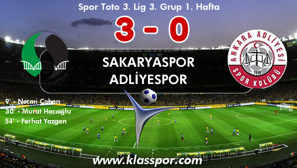 Sakaryaspor 3 - Adliyespor 0